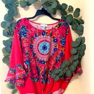 Cute umgee flower print dress shirt